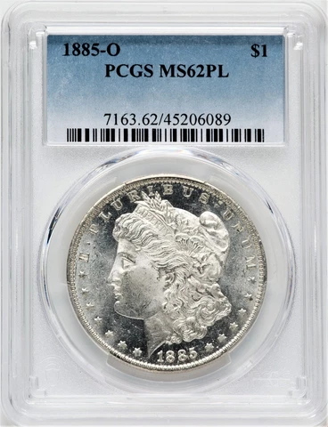1885-O Morgan Silver Dollar PCGS MS62PL; Prooflike! Nice Mirrors & Eye Appeal!! Cover