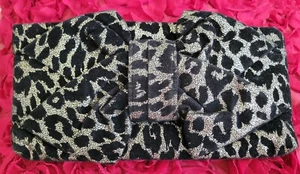 Betsey Johnson Bow Clutch Gold Black Cheetah Print Zip Rose Fabric lined - Picture 1 of 8