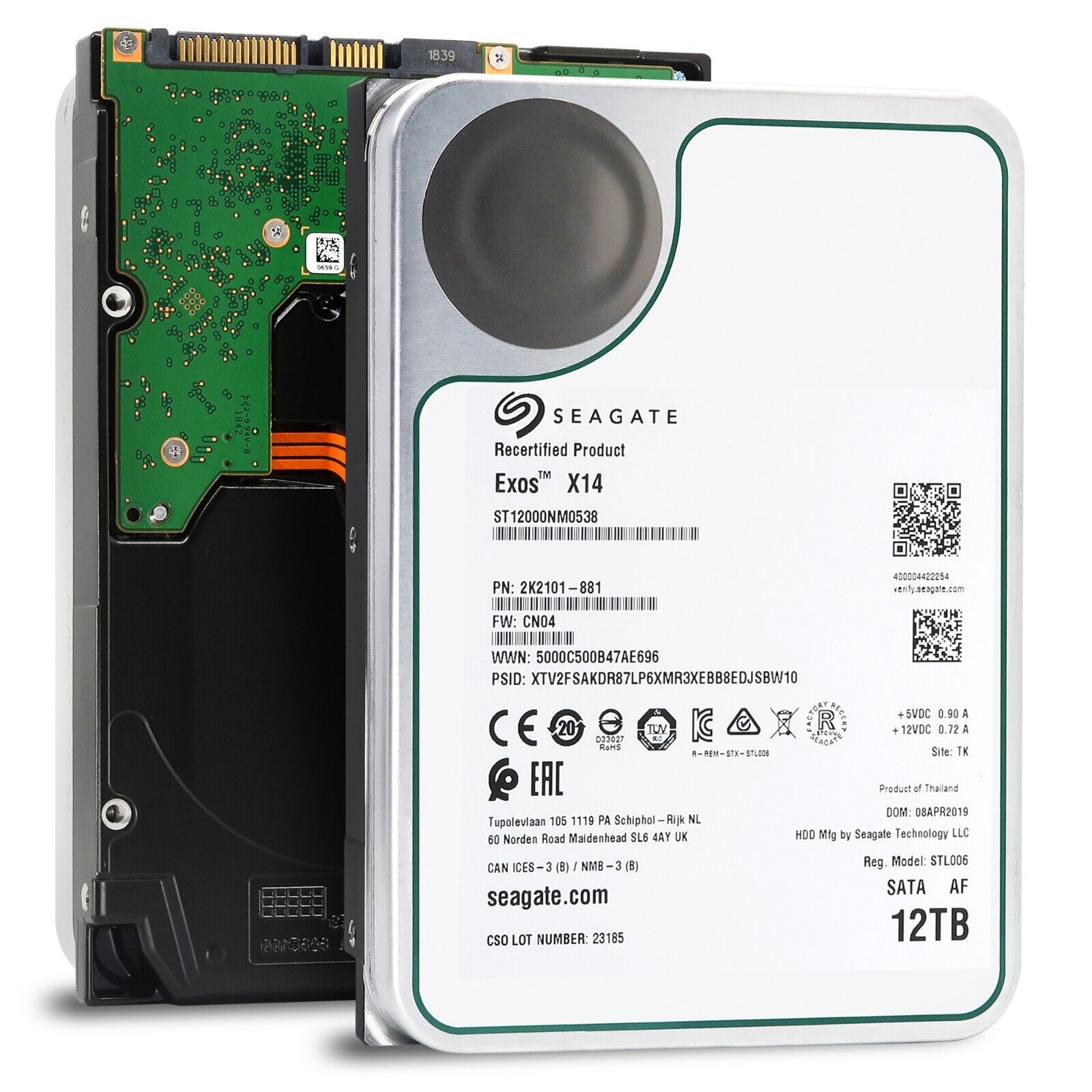Seagate 12TB Exos X14 SATA 6Gb/s 7200RPM Enterprise HDD — ST12000NM0538. Available Now for $87.99