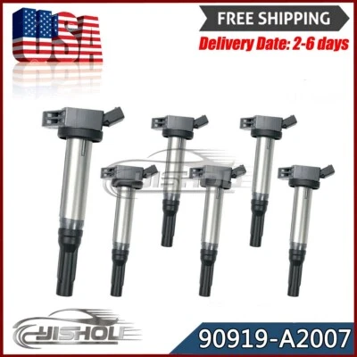 6PCS 90919-A2007 For Toyota Avalon Camry Lexus RX350 ES350 3.5L Ignition Coils - Image 1 of 4