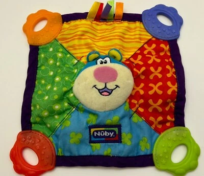 P Baby Monkey Sensory Teether Security Blanket Crinkle Ribbon Square 8” Toy - Image 1 of 4