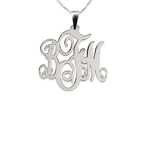 Collar Monograma - Plata de Ley 925 0.8" Regalo Colgante Inicial - ONecklace ® - Imagen 1 de 6