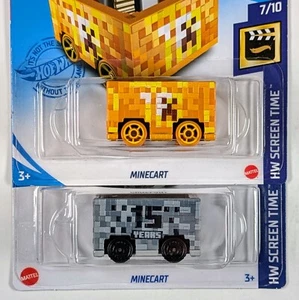 Hot Wheels / Minecraft Minecart / Set of 2 / 10 Years & 15 Years - Picture 1 of 2