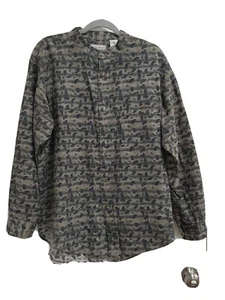Bugle Boy Men's Lg Tan/black Paisley Print Long Sleeve Shirt - Picture 1 of 8