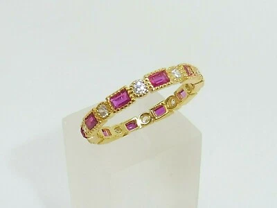 Ladies 18 Carat Gold and 925 Sterling Silver Sapphire & Ruby Eternity Ring - Image 1 of 4