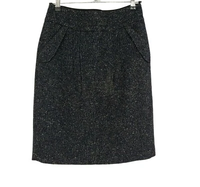 CAbi #738 Falda Lápiz Recta Negra Blair Lana Tweed Forrada Bolsillos Mujer 6 Foto 1 de 4