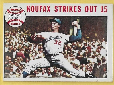 1964 Topps Serie Mundial Juego 1 Koufax Strikes Out 15 #136 EX Foto 1 de 2