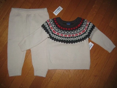NUEVO Conjunto Suéter y Pantalones Tejidos Old Navy Baby Fair Isle 6-12M Vacaciones de Navidad Foto 1 de 4