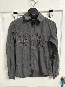 Camisa a Presión Para Mujer Indigo Star Western Gingham Negra Blanca Bordada Mediana - Imagen 1 de 7