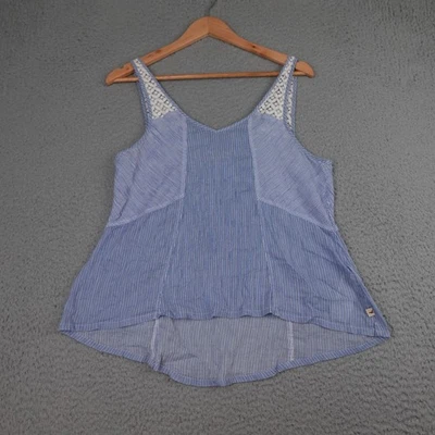 Camiseta sin mangas Hollister para mujer con correa de encaje a rayas medianas camisa fluida de verano Y2K Foto 1 de 4