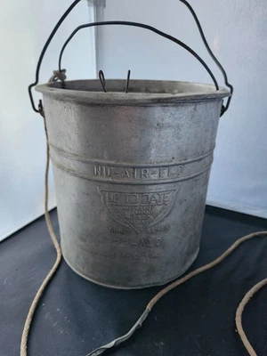 Vintage Galvanized Metal Fishing Bait Bucket - Image 1 of 3