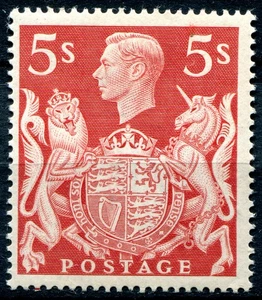 (287) OTTIMO 1939 GVI 5/- ROSSO SG477 LEGGERMENTE MONTATO COME NUOVO - Foto 1 di 2