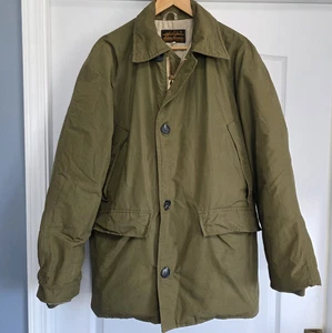 Vintage Eddie Bauer Goose Down Parka Coat Jacket Mens Size L Olive Green 1980's - Picture 1 of 7