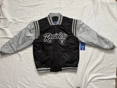 NUEVA Chaqueta Starter NFL Las Vegas Raiders Satén Bomber Raiders Talla Para Hombre Mediana Foto 1 de 4