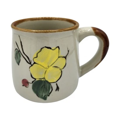 Taza de café vintage 1970 coreana Stonecrest Julia primavera flor amarilla cerámica Foto 1 de 4