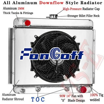 4 Row Aluminum Radiator+Shroud Fan For 1962-1967 Chevrolet Chevy II Nova SS AT - Image 1 of 4