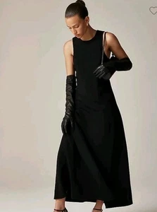 NWT J.Crew Size 2 Long A-Line Dress Drapey Crepe Black Maxi Lined CG350 $168 - Picture 1 of 13
