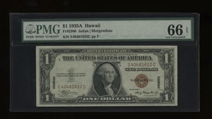 DBR 1935-A $1 Silver Hawaii Gem SC Block Fr. 2300 PMG 66 EPQ Serial S40481622C - Picture 1 of 2