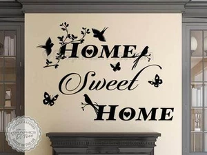 Home Sweet Home Wall Sticker Quote, with Birds & Butterflies Home Wall Art Decal - Picture 1 of 10