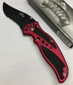 Master USA Red Tactical Folding Knife, Combo Edge, Nonslip Hand Inserts LK-062RB - Picture 1 of 23