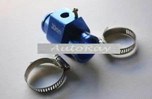 Radiator hose coolant water temperature sender Gauge sensor adaptor 30 mm BLUE - Picture 1 of 10