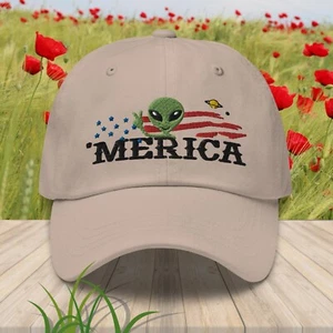 Alien 'Merica 4th of July Baseball Cap Dad Hat for Men Women - Picture 1 of 30