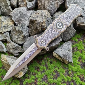 8CR13 Blade Steel Handle Folding Knife Outdoor Self-defense Fruit Knife EDC Tool - Picture 1 of 6