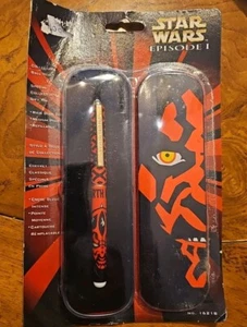 VTG STAR WARS EPISODE I DARTH MAUL COLLECTIBLE BALL PEN SET GIFT TIN BLUE INK A2 - Picture 1 of 3
