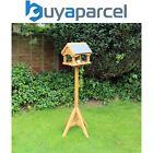 Kingfisher Slate Effect Roof Wooden Free Standing Wild Bird Table House Feeder