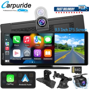 Carpuride 9.3Inch Bluetooth Car Stereo Dashcam Wireless Carplay Android Auto AU - Picture 1 of 12