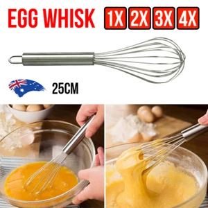 1x-4x Stainless steel Whisk Egg Beater Manual Balloon Wire Whisk Milk Blender - Picture 1 of 15