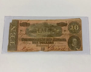 ANTIKER 10 $ Ten Dollar Confederate Note von 1864 - Bild 1 von 3