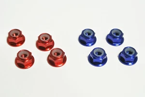 Juego de 4 tuercas de rueda de bloqueo de aluminio M4 1/10 azul negro o rojo de rotor Ron - Imagen 1 de 3