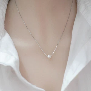 Pendant Necklace Elegant Faux Pearl Chain Rose Gold White Gold Jewellery Gift UK - Picture 1 of 9