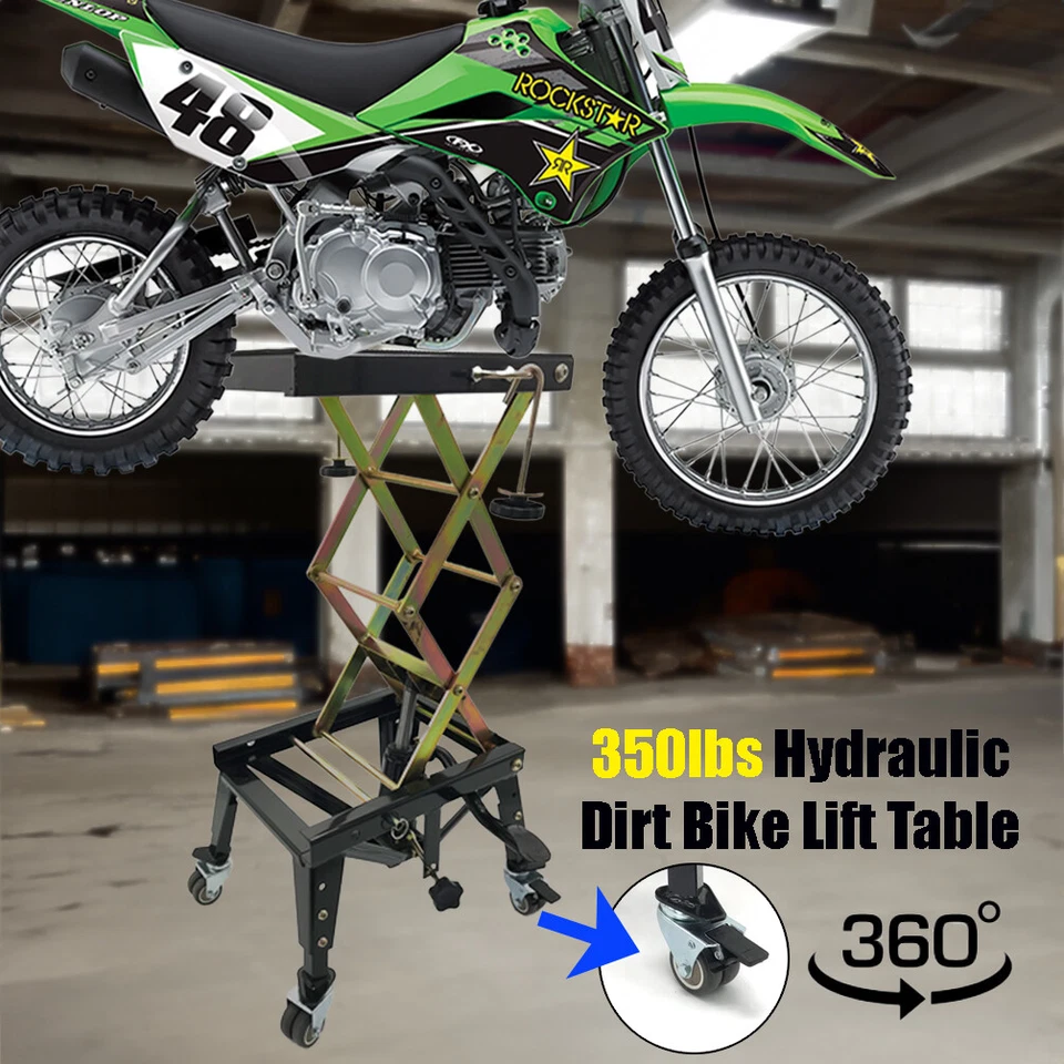 350lbs Hydraulic Motorcycle Lift Motorbike Dirt Bike Scissor Lift with Castors - image 1 of 4
