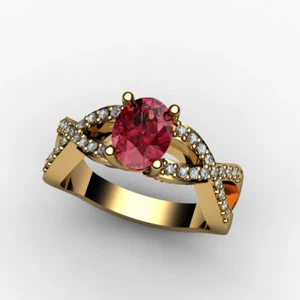 Coctail 14k Gold ring w Lab created Ruby gemstone OFFER! - Picture 1 of 3
