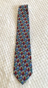 J. Garcia Men’s 100% Silk Tie Arch Design Blue Green Red - Picture 1 of 5