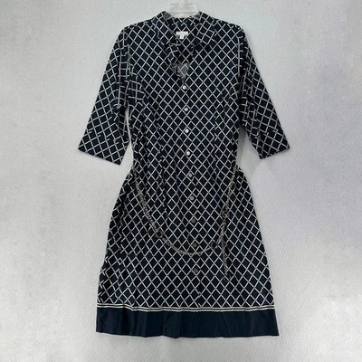 NWT Charter Club Nautical Shirt Dress Womens 18 Chain Belt Midi Button Geometric - Image 1 of 4