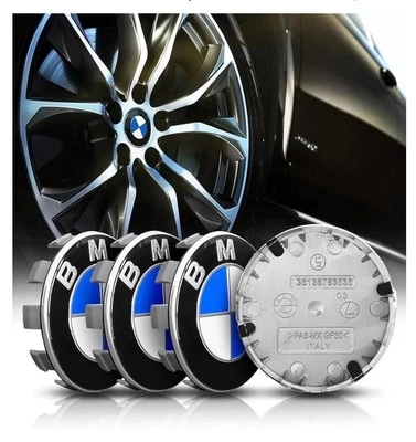 3M 4 COPRIMOZZO BMW LOGO ORIGINALE TAPPI RUOTA Serie 1 2 3 4 5 6 7 M Z X CAPS 68mm
