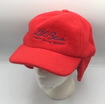 Винтажный LL Bean флис уха клапан кирпич красный сценарий логотип шляпа размер большой США крышка - Изображение 1 из 4