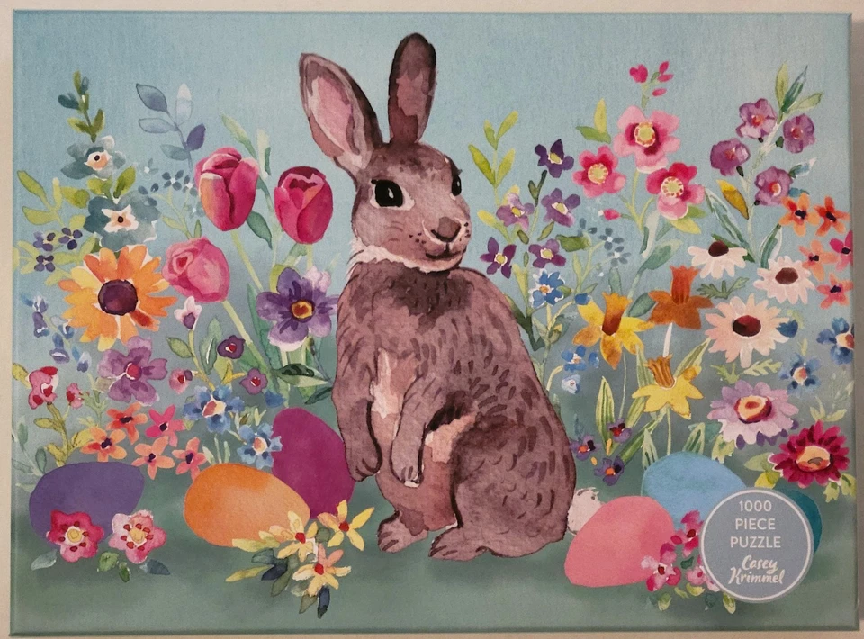 Beautiful Casey Krimmel "FLORAL EASTER BUNNY" 1000 Piece Jigsaw Puzzle 19" X 26" - Image 1 of 1