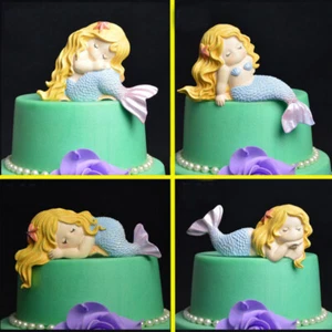 Schlafende Meerjungfrau Silikon Form Harz Polymer Clay Fondant Schokolade Kuchen - Picture 1 of 24