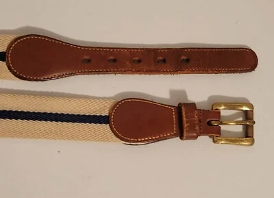 Винтажный коричневый кожаный бежевый холщовый ремень Dooney & Bourke размер 32 - Изображение 1 из 4