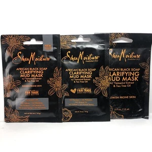 NEW 3 Pk Shea Moisture African Black Soap Clarifying Mud Mask 0.5 oz each one - Picture 1 of 2