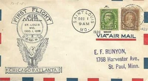 First Airmail Flight Cover Saint Louis MO December 1 1928 AAMC#30E8 - Picture 1 of 1