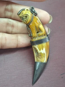 Antique Amulet Thai Tiger Blessed Amulet Old Amulet Power Charm Silver Pendant - Picture 1 of 7
