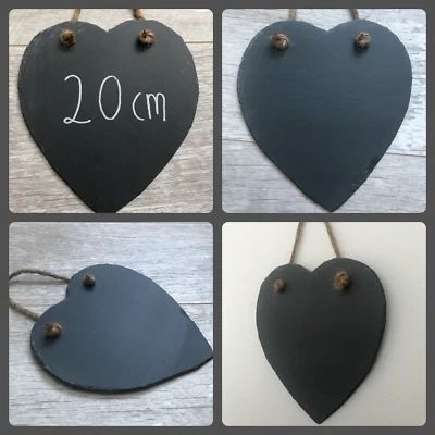 20cm handmade slate heart chalkboard blackboard shabby chic weddings bulk buy - Image 1 of 4