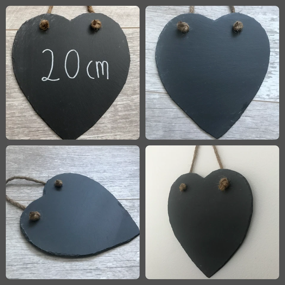 20cm handmade slate heart chalkboard blackboard shabby chic weddings bulk buy - Image 1 of 4