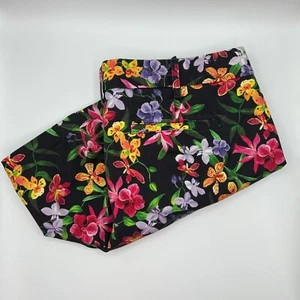Lands' End Women Floral Print Mid Rise Comfort Stretch Shorts Black Size 18W - Picture 1 of 7