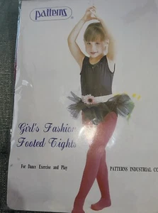 Girls Red Footed Tights Medium Age 4-6 By Patterns - Picture 1 of 3
